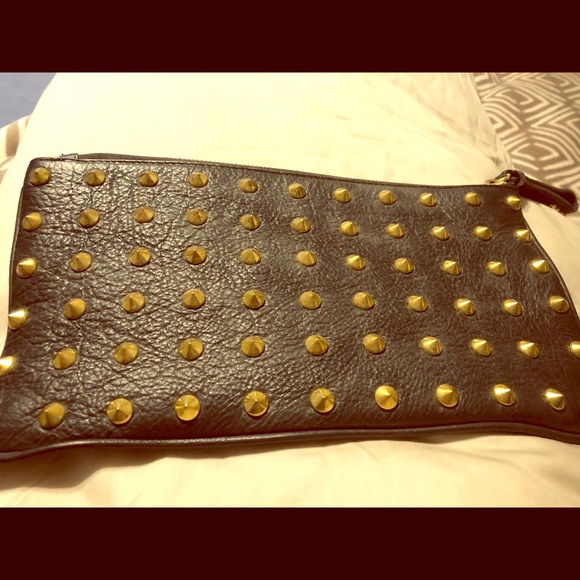 Below the Belt black leather studded clutch - Picture 1 of 3
